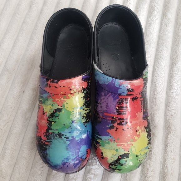 Dansko Women’s Multicolor Paint Splatter Clog Shoes Size 41/ 10-11s - Picture 7 of 12